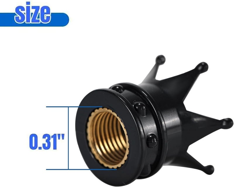 DENEST Tire Valve Stem Caps with Sealing Ring for Car, Motorbike, Trucks, Bike, Bicycle, Black (Crown) - Image 2
